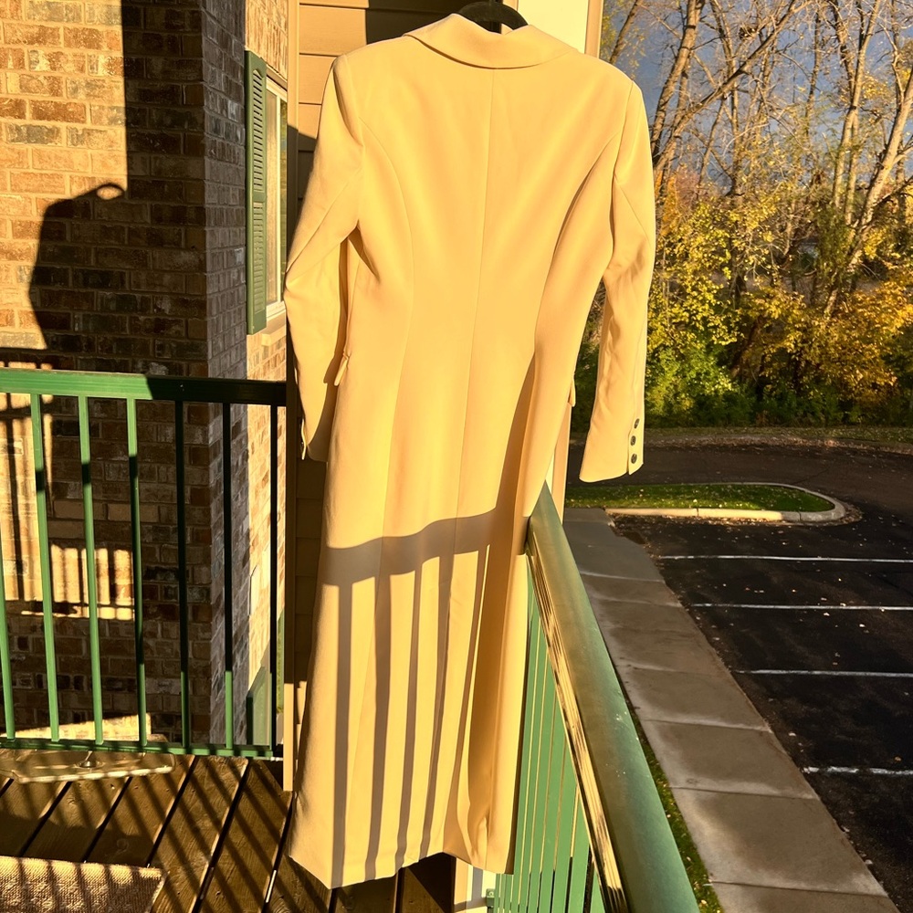 🆕🌾Avec Les Filles Anthropologie Tan Long Fitted Coat Breasted Classic Outerwear - Picture 4 of 17